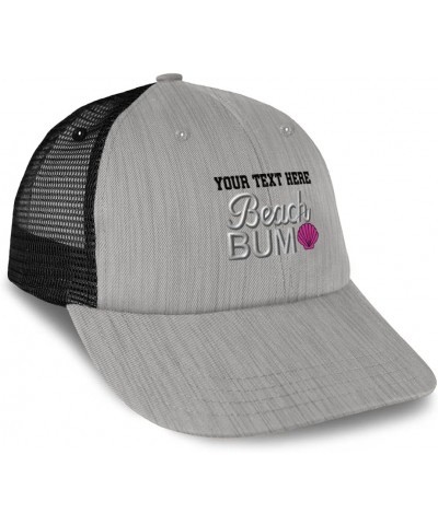 Custom Trucker Hat Baseball Cap Beach Bum Style B Ocean Dad Hats for Men & Women Heather Gray Black Personalized Text Here $1...