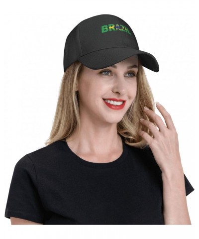 Brazil Flag Brazilian Text Word Art Classic Duckbill Caps for Stylish Sun Protection Black $11.94 Baseball Caps