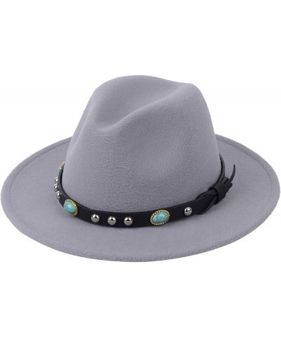 Fedora Hats for Women England Style Wool Floppy Wide Brim Hat Vintage Luxury Belt Buckle Panama Hats One Size Red $15.00 Fedoras