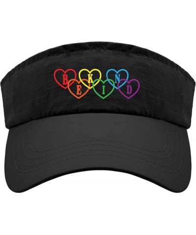 LGBT Be Kind Heart Hat Sun Visor Hats for Men Golf Hat Trendy Visors Allblack $9.02 Visors