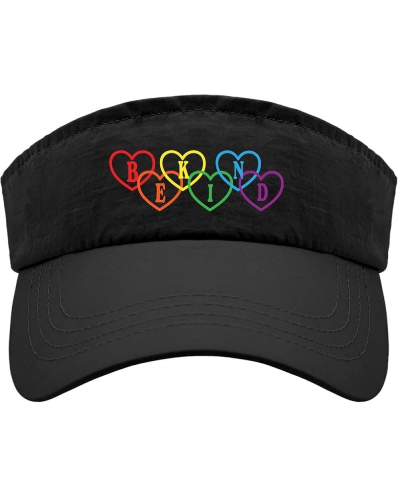 LGBT Be Kind Heart Hat Sun Visor Hats for Men Golf Hat Trendy Visors Allblack $9.02 Visors