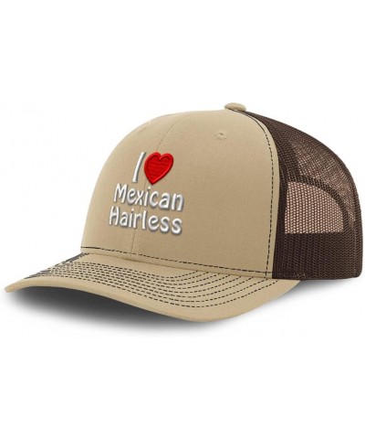 Custom Richardson Trucker Hat I (Love) Mexican Hairless Red Heart Pet Lovers Khaki Coffee Design Only $18.54 Baseball Caps