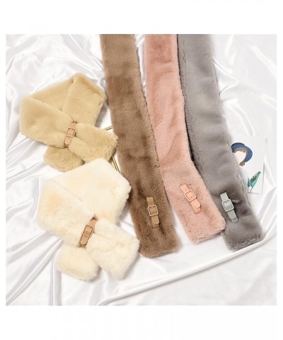 Imitation Fur Neck Gaiter with Buckle Cross Tie Fuzzy Scarf Cute Fleece Plush Scarf Neck Warmer for Girls Boys Cream Color $1...