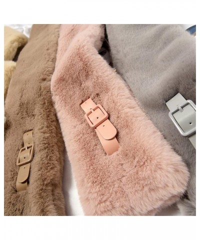 Imitation Fur Neck Gaiter with Buckle Cross Tie Fuzzy Scarf Cute Fleece Plush Scarf Neck Warmer for Girls Boys Cream Color $1...