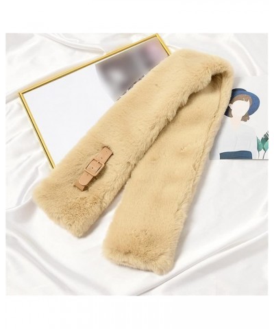 Imitation Fur Neck Gaiter with Buckle Cross Tie Fuzzy Scarf Cute Fleece Plush Scarf Neck Warmer for Girls Boys Cream Color $1...