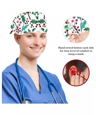 Merry Christmas Surgical Cap with Buttons/Bow Hair Scrunchy for Long Hair Multicoloured 2 $8.54 Skullies & Beanies