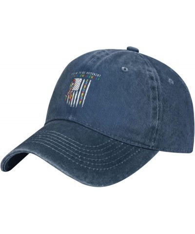 It's Ok to Be Different Autism American Flag Unisex Baseball Cap Navy Blue $10.80 Cowboy Hats