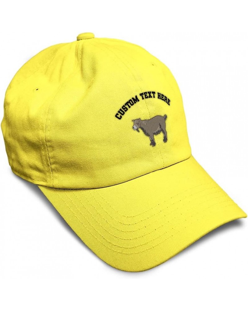 Soft Baseball Cap Pygmy Goat Embroidery Farm and Domesticated Animals Twill Cotton Dad Hats for Men & Women Yellow Personaliz...