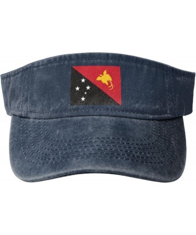 Flag of Papua New Guinea Sun Visor Hats for Women Men Adjustable Sports Sun Hats Cotton Golf Cap Navy Blue $9.71 Sun Hats