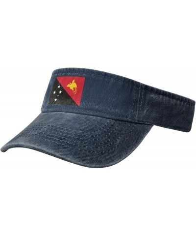 Flag of Papua New Guinea Sun Visor Hats for Women Men Adjustable Sports Sun Hats Cotton Golf Cap Navy Blue $9.71 Sun Hats