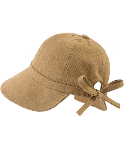 Women's Solid Color Big Brim Bow Bucket Hat UV Protection Summer Beach Sun Hat Khaki $8.50 Sun Hats