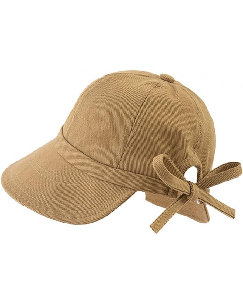 Women's Solid Color Big Brim Bow Bucket Hat UV Protection Summer Beach Sun Hat Khaki $8.50 Sun Hats