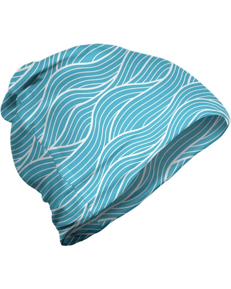 Unisex Beanie, Bicolored Curved Sea Lines, Hiking Outdoors $14.26 Skullies & Beanies