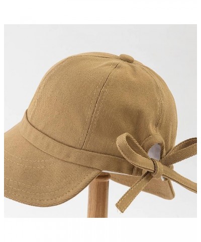 Women's Solid Color Big Brim Bow Bucket Hat UV Protection Summer Beach Sun Hat Khaki $8.50 Sun Hats