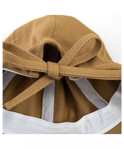 Women's Solid Color Big Brim Bow Bucket Hat UV Protection Summer Beach Sun Hat Khaki $8.50 Sun Hats