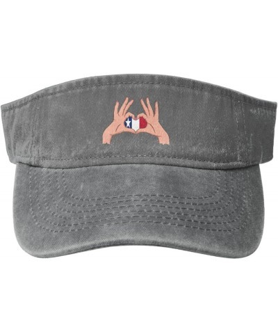 Holding A Heart Texas Dodson Flag Sun Hat Sun Visor Hats for Women Men Baseball Cap Golf Hats Gray $12.55 Visors