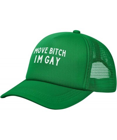 Move Bitch I'm Gay Unisex Baseball Hat Retro Mesh Trucker Cap Adjustable Green $10.65 Baseball Caps