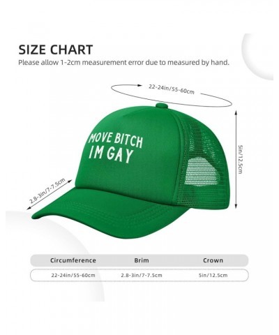 Move Bitch I'm Gay Unisex Baseball Hat Retro Mesh Trucker Cap Adjustable Green $10.65 Baseball Caps