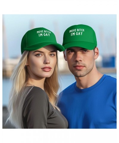 Move Bitch I'm Gay Unisex Baseball Hat Retro Mesh Trucker Cap Adjustable Green $10.65 Baseball Caps