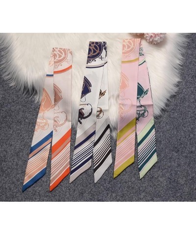 100% Mulberry silk Scarf Head Hair Ribbon Handbag Handle wrap Tie Bundle Scarf Neckerchief Scarf for women Carriage White and...