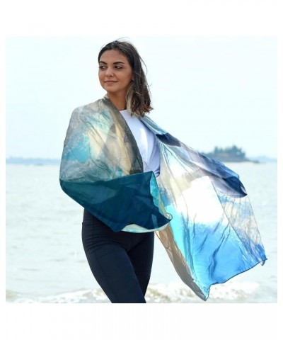 Scarf for Women,Womens Scarves,Silk Hair Head Wrap Scarf,Sea Wave Dolphins Swim Underwater $13.05 Scarves