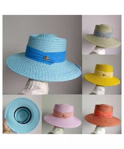 Outdoor Hand-Woven Paper Straw Hat French Elegant Flat Edge Concave and Convex Top Summer Sun Hat Beach Hat 6 $19.59 Sun Hats