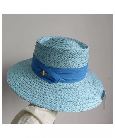 Outdoor Hand-Woven Paper Straw Hat French Elegant Flat Edge Concave and Convex Top Summer Sun Hat Beach Hat 6 $19.59 Sun Hats