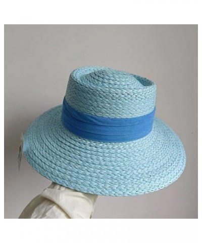 Outdoor Hand-Woven Paper Straw Hat French Elegant Flat Edge Concave and Convex Top Summer Sun Hat Beach Hat 6 $19.59 Sun Hats