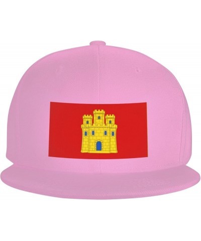 Banner of Castile (Modern Design Variant) Baseball Cap for Men Women Snapback Hat Trucker Flat Bill Caps Sun Hat Pink $13.97 ...