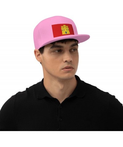 Banner of Castile (Modern Design Variant) Baseball Cap for Men Women Snapback Hat Trucker Flat Bill Caps Sun Hat Pink $13.97 ...