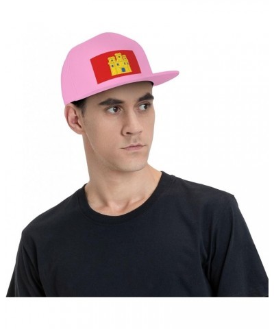 Banner of Castile (Modern Design Variant) Baseball Cap for Men Women Snapback Hat Trucker Flat Bill Caps Sun Hat Pink $13.97 ...