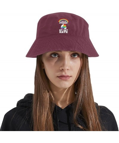 I'm Straight But I Dont Hate Bucket Hats Bucket Hat Funny Womens Hats Beach Accessories for Travel Must Haves Deep Rose $11.8...