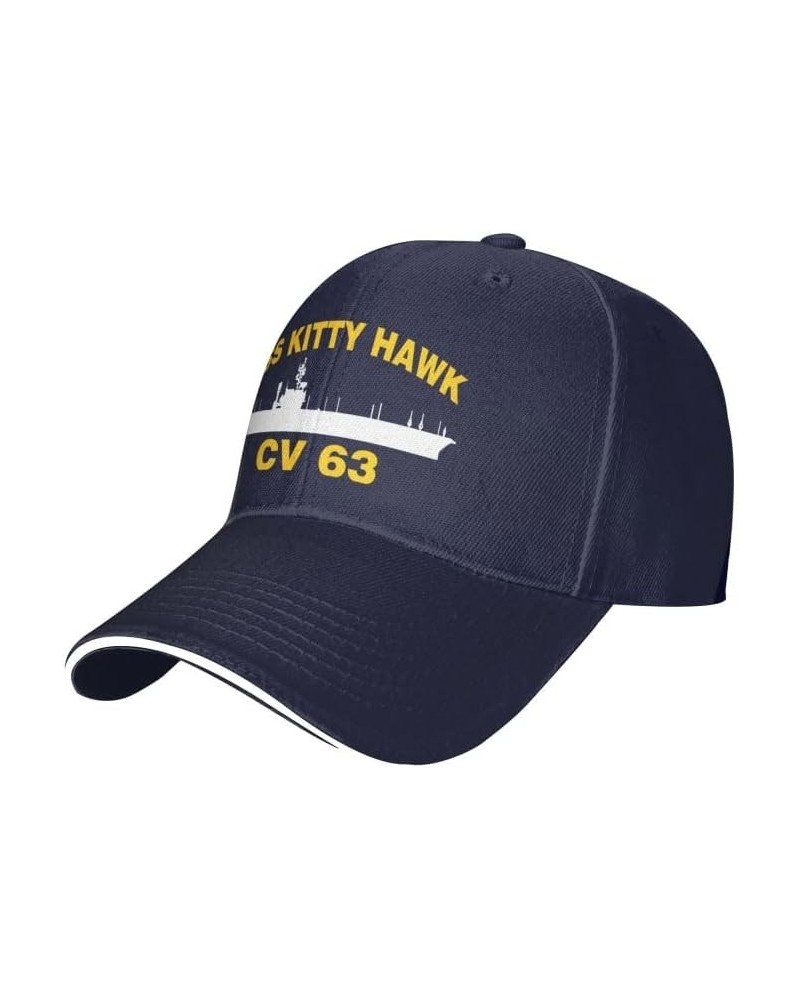 USS Kitty Hawk CV 63 Unisex Cap Sandwich Baseball Cap Classic Trucker Cap Adjustable Casquette Dad Hat Navy Blue $10.31 Baseb...