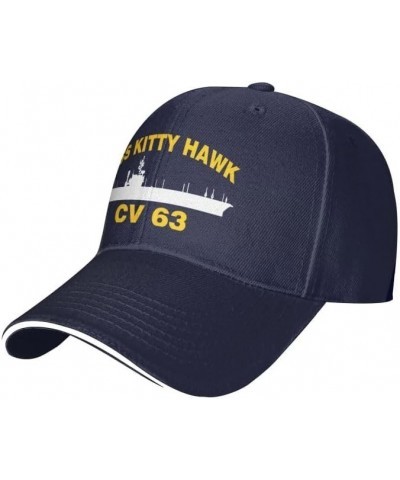 USS Kitty Hawk CV 63 Unisex Cap Sandwich Baseball Cap Classic Trucker Cap Adjustable Casquette Dad Hat Navy Blue $10.31 Baseb...