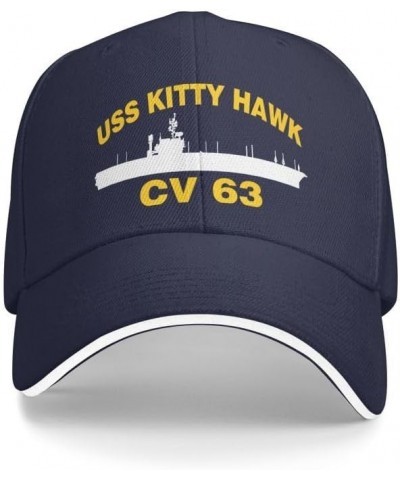 USS Kitty Hawk CV 63 Unisex Cap Sandwich Baseball Cap Classic Trucker Cap Adjustable Casquette Dad Hat Navy Blue $10.31 Baseb...