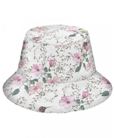 Hibiscus Hummingbirds Bucket Hat for Women Men Packable Bucket Hat Unisex Fishing Cap for Outdoor Travel Fall Winter Multicol...