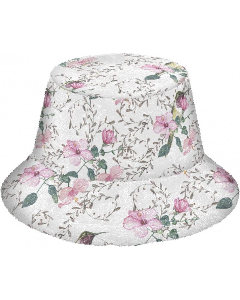 Hibiscus Hummingbirds Bucket Hat for Women Men Packable Bucket Hat Unisex Fishing Cap for Outdoor Travel Fall Winter Multicol...