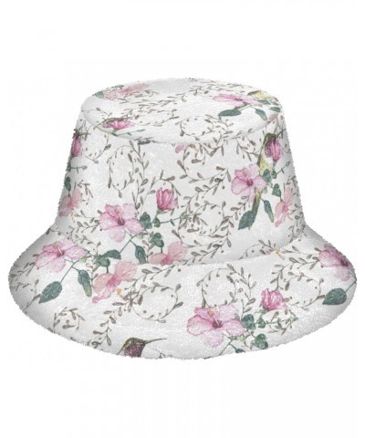 Hibiscus Hummingbirds Bucket Hat for Women Men Packable Bucket Hat Unisex Fishing Cap for Outdoor Travel Fall Winter Multicol...