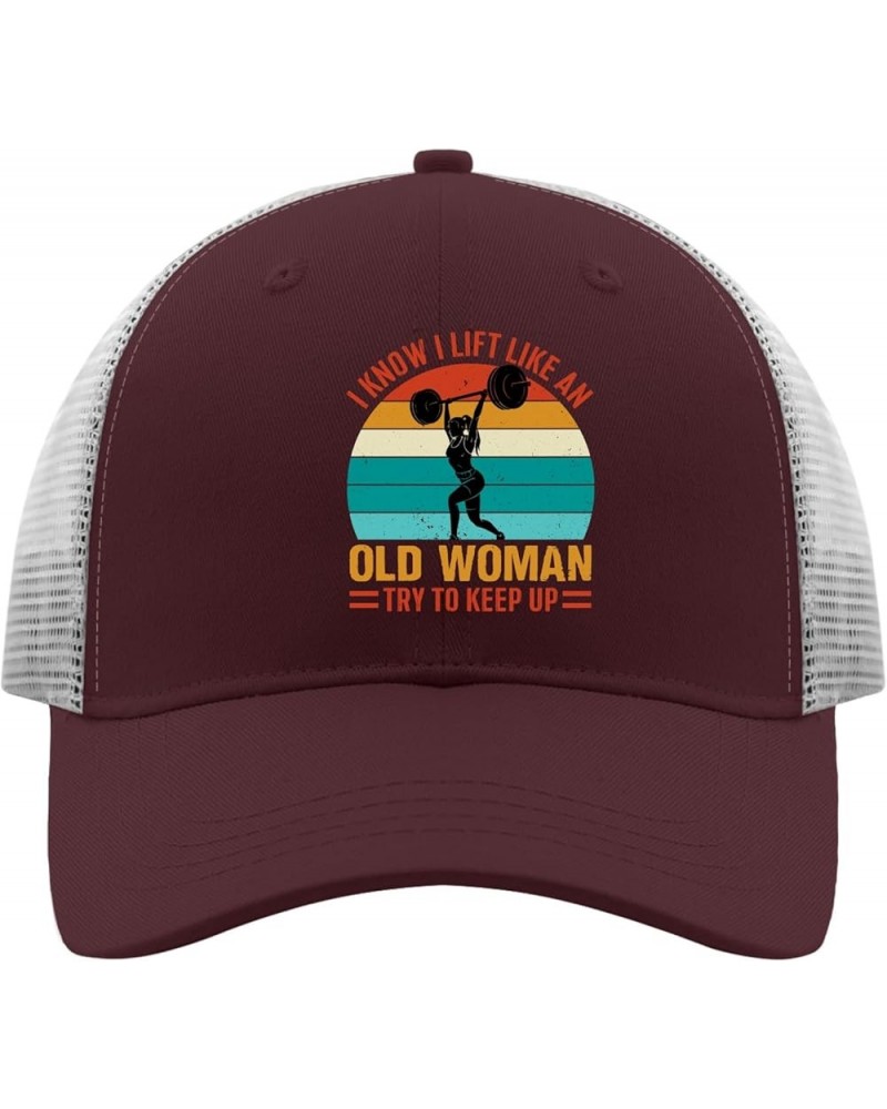 I Know I Lift Like an Old Woman Try to Keep Up Baseball Cap Running Hats for Women Apricot Mens Beach Hat Gifts for Chestnut ...