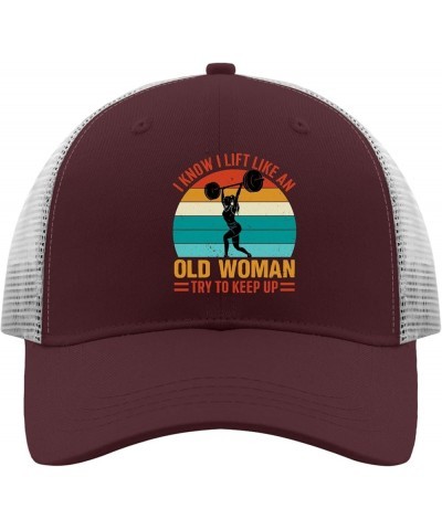 I Know I Lift Like an Old Woman Try to Keep Up Baseball Cap Running Hats for Women Apricot Mens Beach Hat Gifts for Chestnut ...