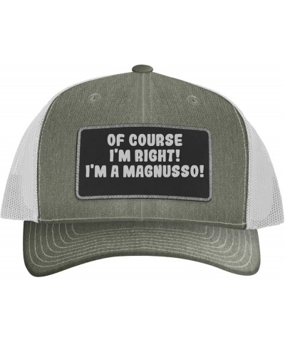 of Course I'm Right! I'm A Magnusso! - Leather Black Patch Engraved Trucker Hat Heather/white $14.91 Baseball Caps