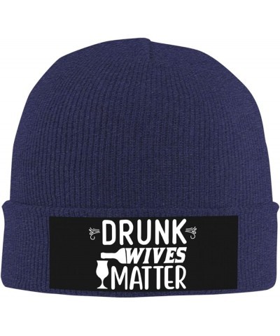 Drunk Wives Matter Winter Warm Knit Hats Soft Cozy Skull Cap Men Women Navy Blue $14.07 Skullies & Beanies