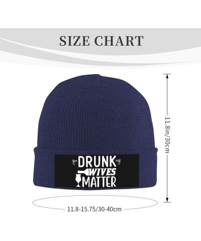 Drunk Wives Matter Winter Warm Knit Hats Soft Cozy Skull Cap Men Women Navy Blue $14.07 Skullies & Beanies