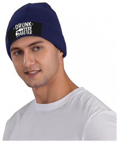 Drunk Wives Matter Winter Warm Knit Hats Soft Cozy Skull Cap Men Women Navy Blue $14.07 Skullies & Beanies