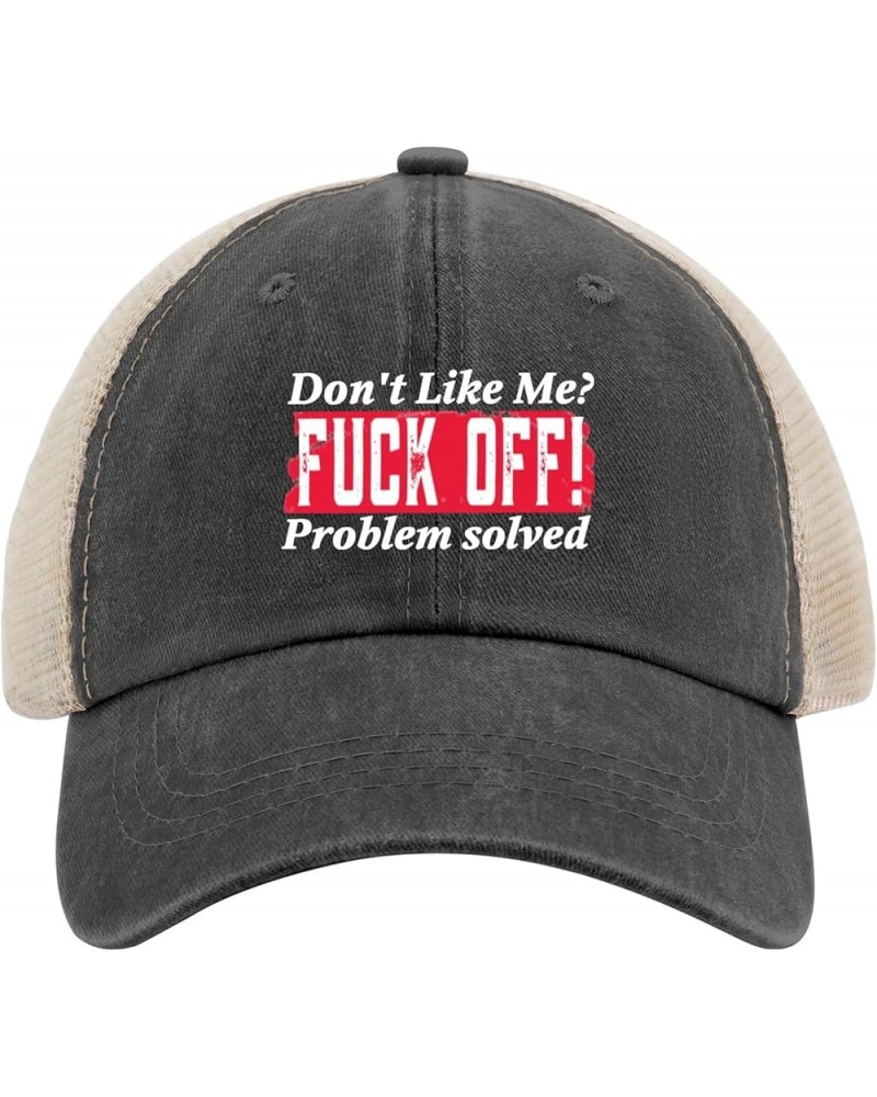 Funny Hats Don't Like Me? Fuck Off! Problem Solved Hats for Womens Sun hat Funny hat Workout hat Allblack $11.47 Sun Hats