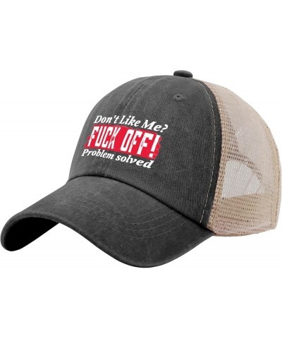 Funny Hats Don't Like Me? Fuck Off! Problem Solved Hats for Womens Sun hat Funny hat Workout hat Allblack $11.47 Sun Hats