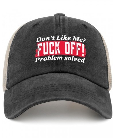 Funny Hats Don't Like Me? Fuck Off! Problem Solved Hats for Womens Sun hat Funny hat Workout hat Allblack $11.47 Sun Hats