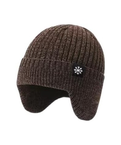 Knitted Hat Men's Winter Hat Knitted Wool Solid Color Beanie Hat Men's Warm Skull Hat Thickened Outdoor Ski Hat Coffee $16.22...