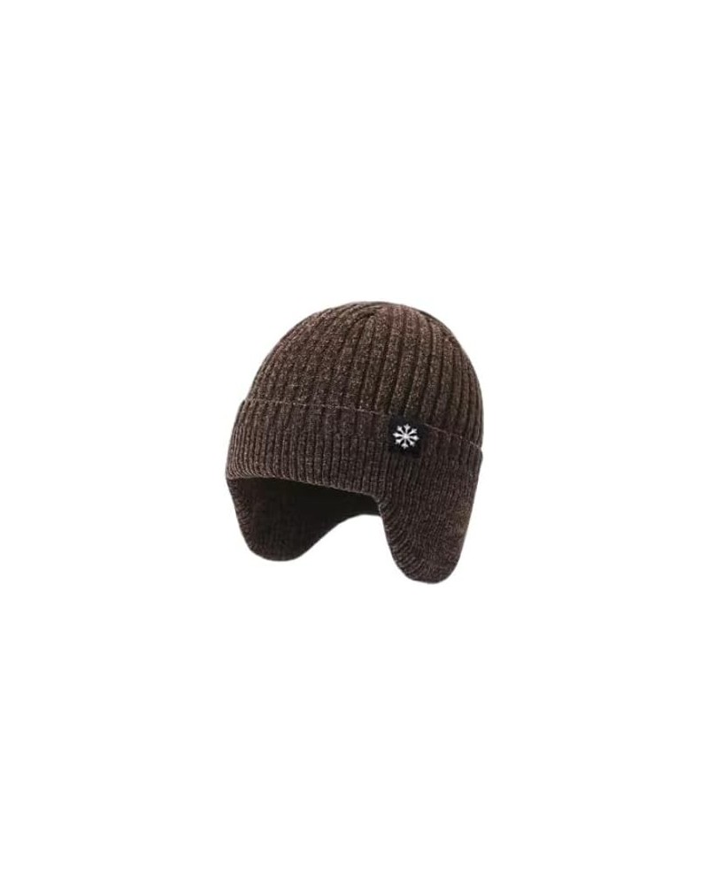 Knitted Hat Men's Winter Hat Knitted Wool Solid Color Beanie Hat Men's Warm Skull Hat Thickened Outdoor Ski Hat Coffee $16.22...