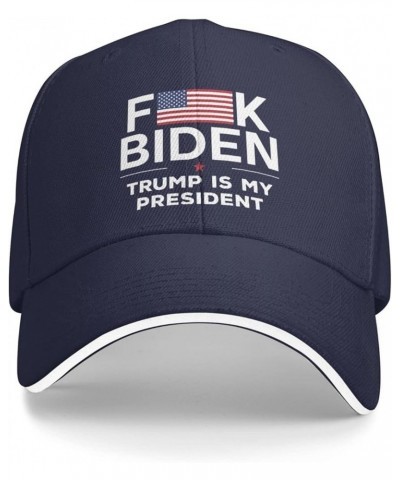 Fuck Biden Trump is My President Baseball Cap Men Ponytail Hat Women Dad Hat Sun Hat Adjustable Trucker Hat Black Navy Blue $...